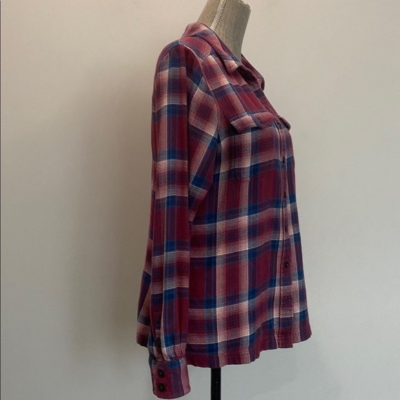 Patagonia Plaid Organic Cotton Button Up Flannel Red Blue Shirt Size 10 - Picture 7 of 16
